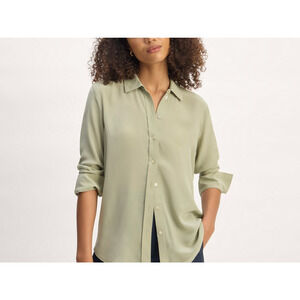 Everlane 'The Washable' Green Silk Clean Silk Relaxed Shirt Size 4